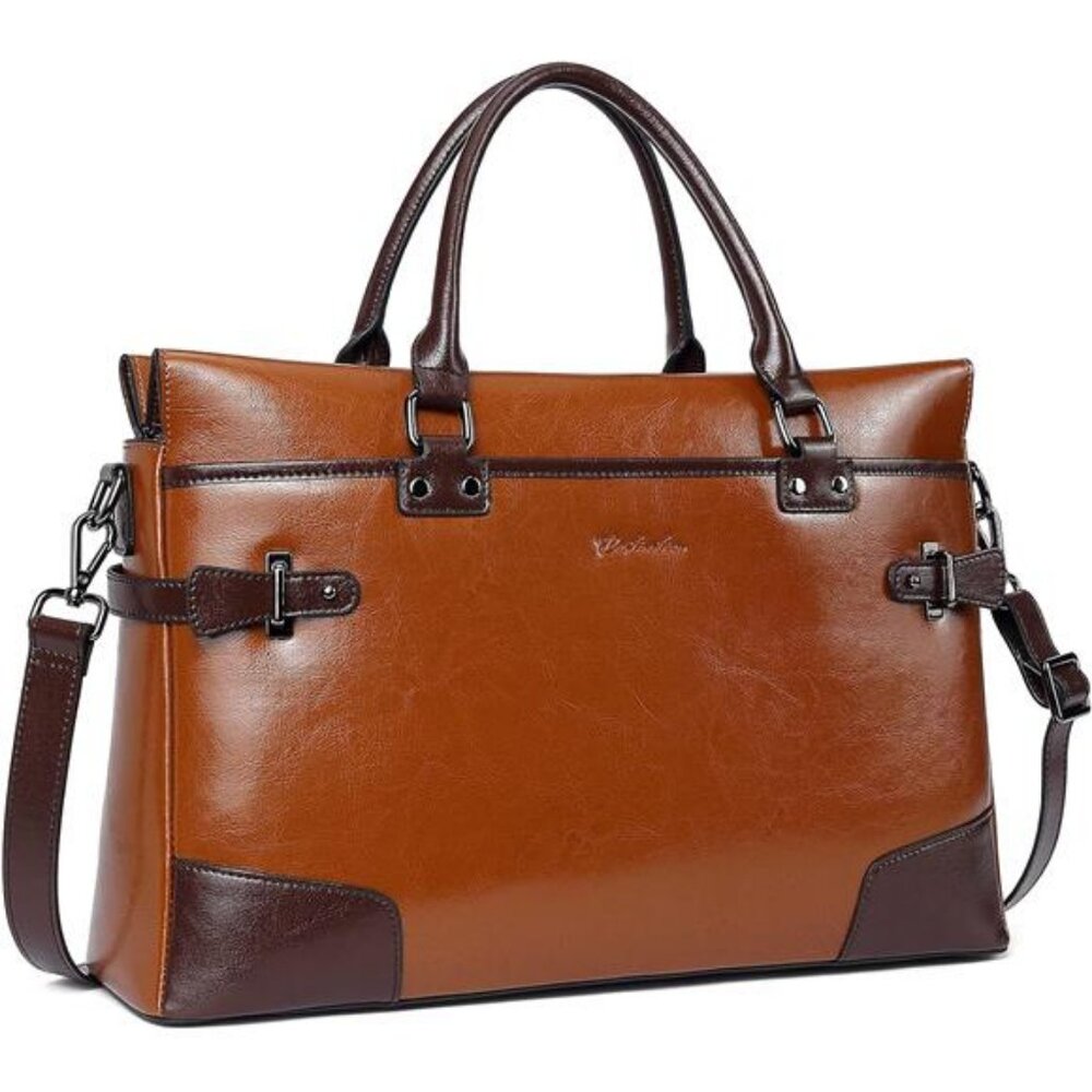 Briefcase for Women Leather Laptop Bag 15.6 inch Computer Messenger
